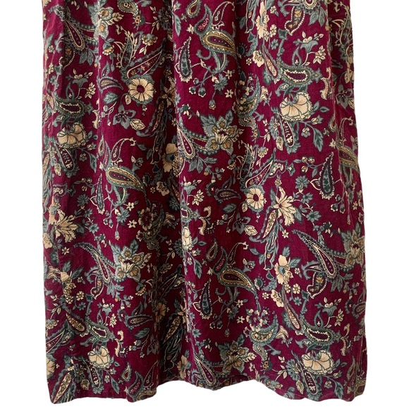 Vintage Bobbie Brooks Burgundy Corduroy Paisley Midi Dress Size XL - Picture 4 of 11